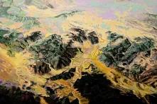 Artwork By David Kukhalashvili, depicting the mountains