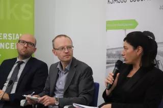 Sophie Katsarava, Chairperson of the Committee on Foreign Affairs of the Parliament of Georgia, Manuel Sarrazin, Member of the German Parliament, Alliance 90/The Greens and Kornely Kakachia, Director, Georgian Institute of Politics;
