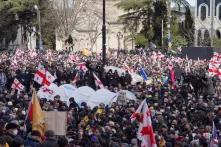 Thousands protest in Tbilisi.February,2021