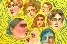 Illustration by Sevinc Abassova, Caucasian women and men