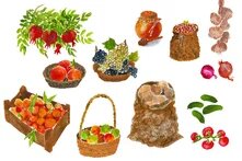 Illustration of different kinds of agricultural products.
