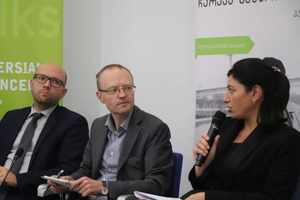 Sophie Katsarava, Chairperson of the Committee on Foreign Affairs of the Parliament of Georgia, Manuel Sarrazin, Member of the German Parliament, Alliance 90/The Greens and Kornely Kakachia, Director, Georgian Institute of Politics;
