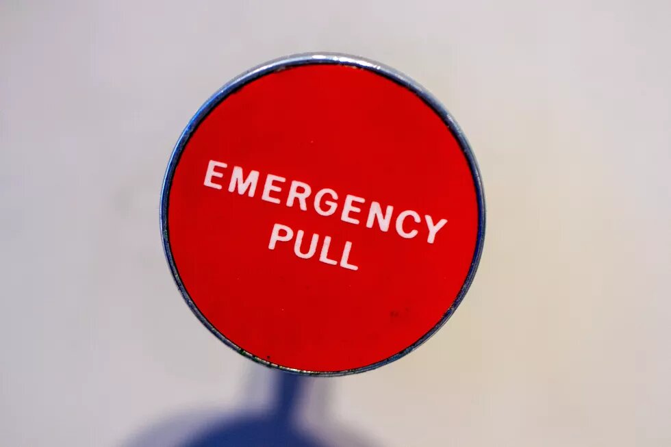 emergency pull - text on a photo